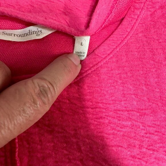 SOFT SURROUNDINGS Pink Shirt Button Side Detail Spring Summer Sz L - Picture 7 of 9